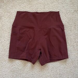 Women's High-Waisted Burgundy Shorts